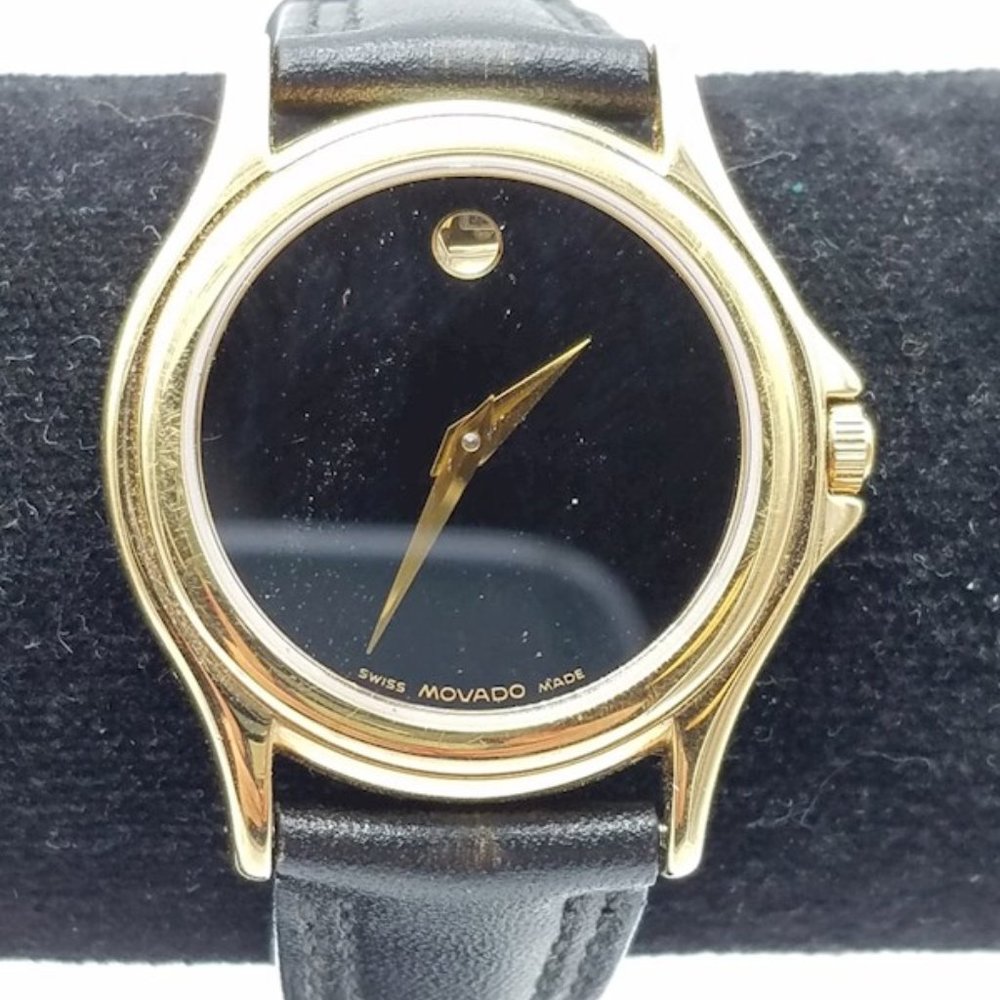 VINTAGE Movado Museum 87 E4 0823 Gold Plated Case Watch